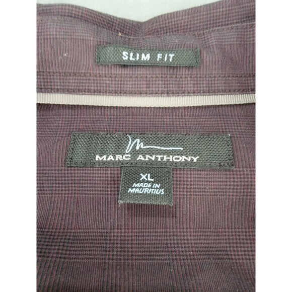 Marc Anthony Long Sleeve Shirt Mens XL Burgundy Button Up - Picture 4 of 7